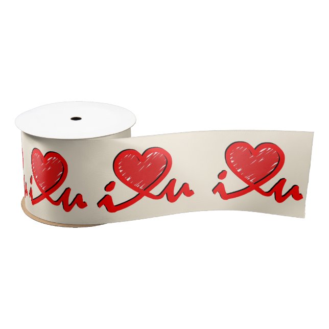 i ♥ u (i heart you) Valentine's Day Satin Ribbon (Spool)