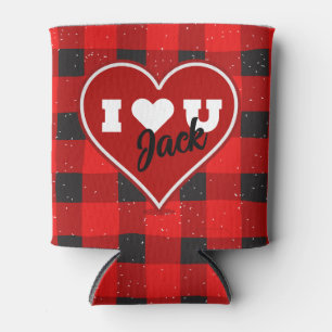 I ♥ U I Love You Buffalo Plaid Cooler