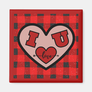 I ♥ U I Love You Buffalo Plaid Magnet