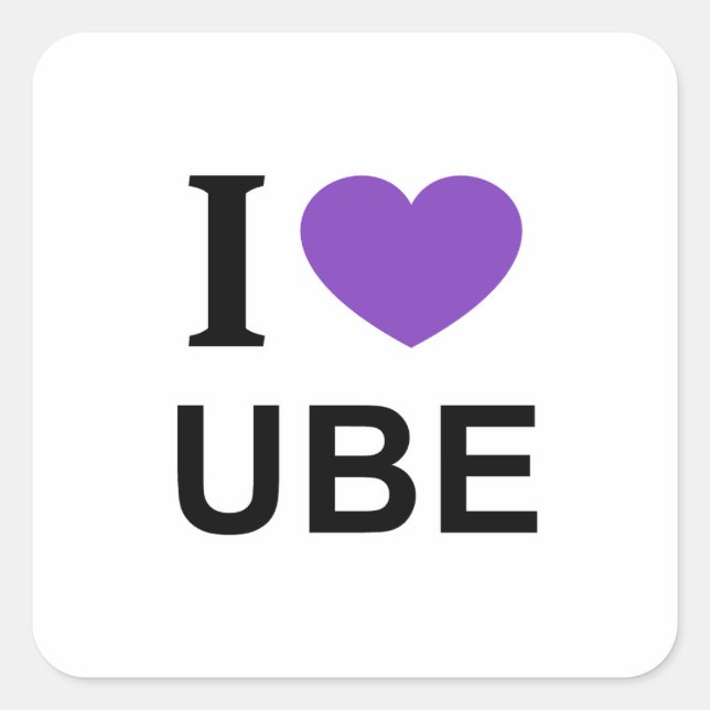 I ❤️ UBE with purple heart I LOVE UBE I HEART UBE Square Sticker (Front)