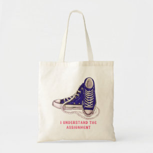 I Understand the Assignment Blue Sneakers Art Tote Bag