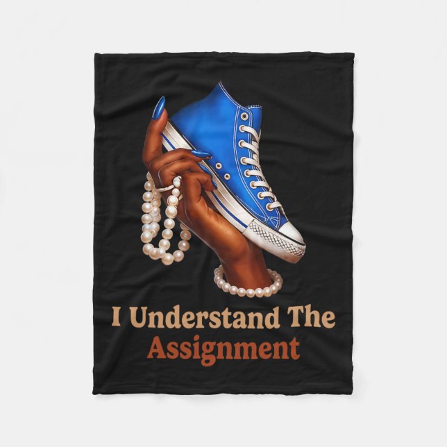I Understand The Ignment Sneakers And Pearls Kamal Fleece Blanket (Front)