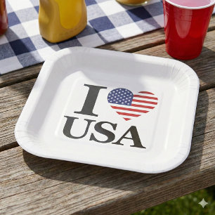 "I ❤️ USA" PAPER PLATE