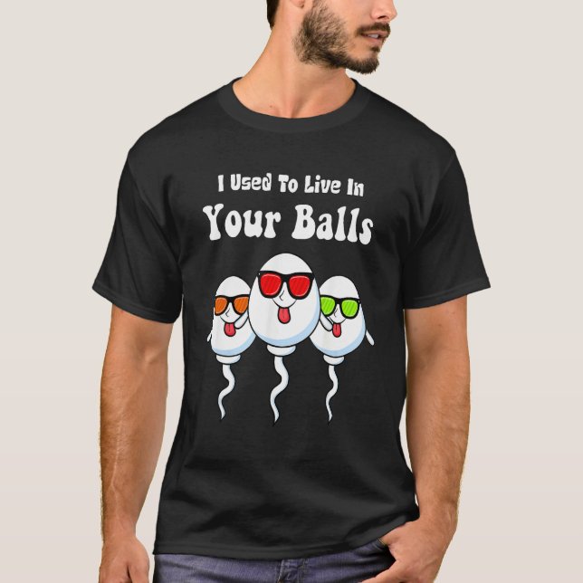 I Used To Live in Your Balls Funny, Silly Father's T-Shirt (Front)