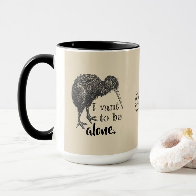 I Vant to be Alone Kiwi Bird Nature Mug (With Donut)