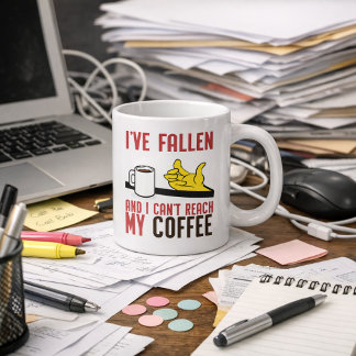 I’ve Fallen and I Can’t Reach My Coffee Humourous Large Coffee Mug