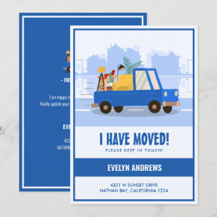 I’ve Moved Blue Car On The Road Moving Announcement