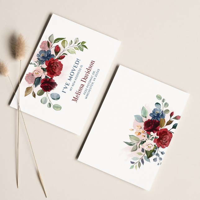 I’ve Moved Burgundy Floral Botanical Announcement (Creator Uploaded)