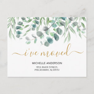 I’ve Moved Modern Eucalyptus Botanical Moving Announcement Postcard