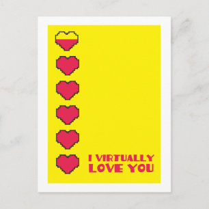 I virtually love you digital hearts postcard