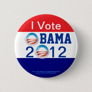 I Vote, 3D Logo, OBAMA 2012 2nd Term 6 Cm Round Badge