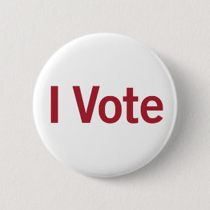 I Vote Button - Red on White