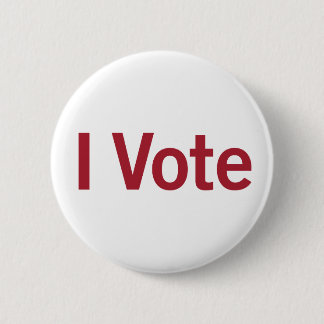 I Vote Button - Red on White