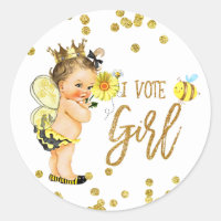 I VOTE GIRL bee Gender Reveal game label