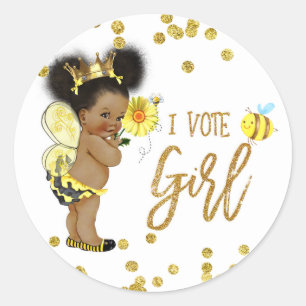 I VOTE GIRL bee Gender Reveal game label