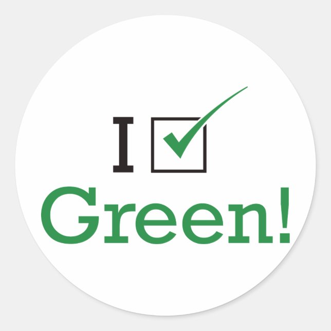 I Vote Green Classic Round Sticker (Front)
