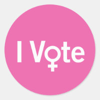 I Vote Sticker - White on Pink (Customisable)