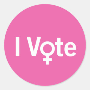 I Vote Sticker - White on Pink (Customisable)