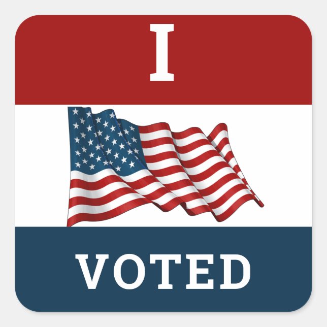 I Voted 2024 Elections With America Flag Square Sticker (Front)