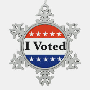 I Voted 2026 Elections Snowflake Pewter Christmas Ornament
