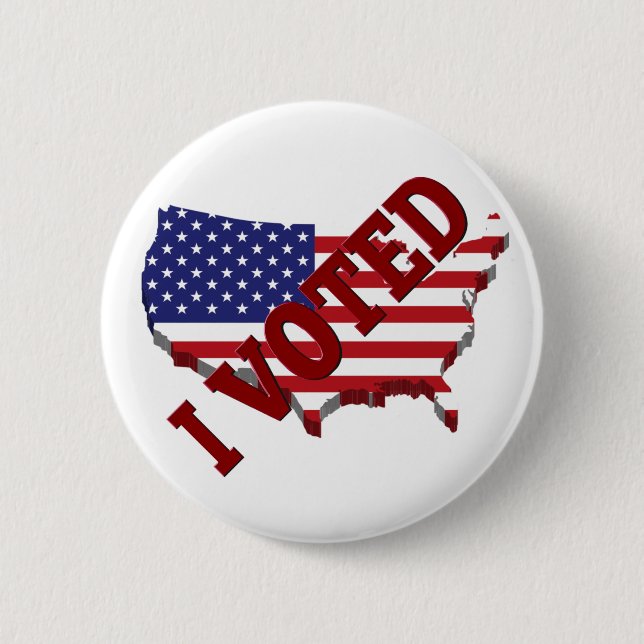 I Voted American Flag Map Red White Blue Election 6 Cm Round Badge (Front)