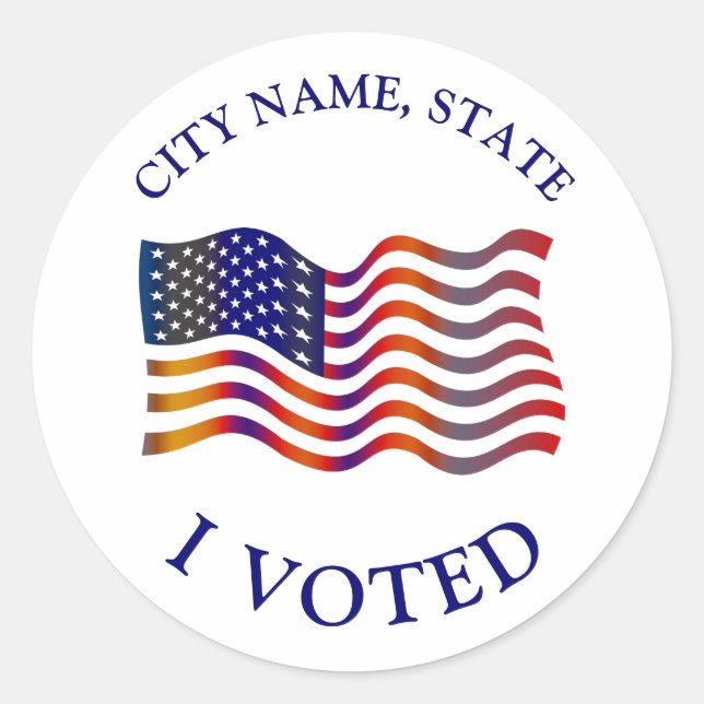 I Voted American Flag Red White Blue Election Classic Round Sticker (Front)