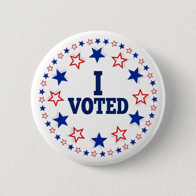 I Voted American Stars Red White Blue Election 6 Cm Round Badge (Front)