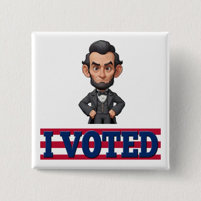I Voted Characture  15 Cm Square Badge (Front)