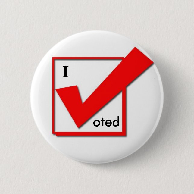 I Voted Check 6 Cm Round Badge (Front)