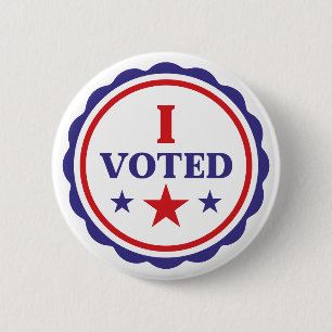 I Voted   Classic Red White and Blue Modern 6 Cm Round Badge
