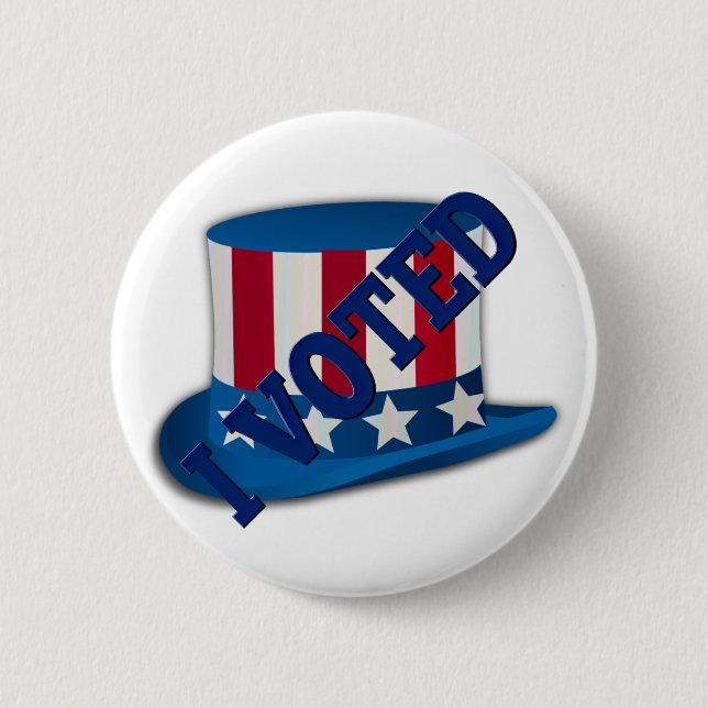 I Voted Election American Hat Red White Blue 6 Cm Round Badge (Front)