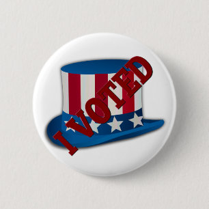 I Voted Election American Hat Red White Blue 6 Cm Round Badge