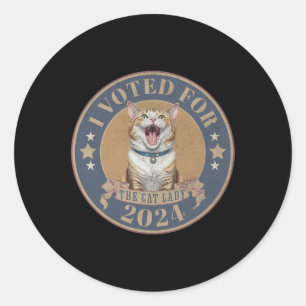 I Voted For Her Kamala Harris The Cat Lady Funny E Classic Round Sticker