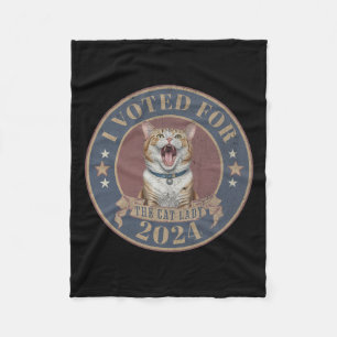 I Voted For Her Kamala Harris The Cat Lady Funny E Fleece Blanket