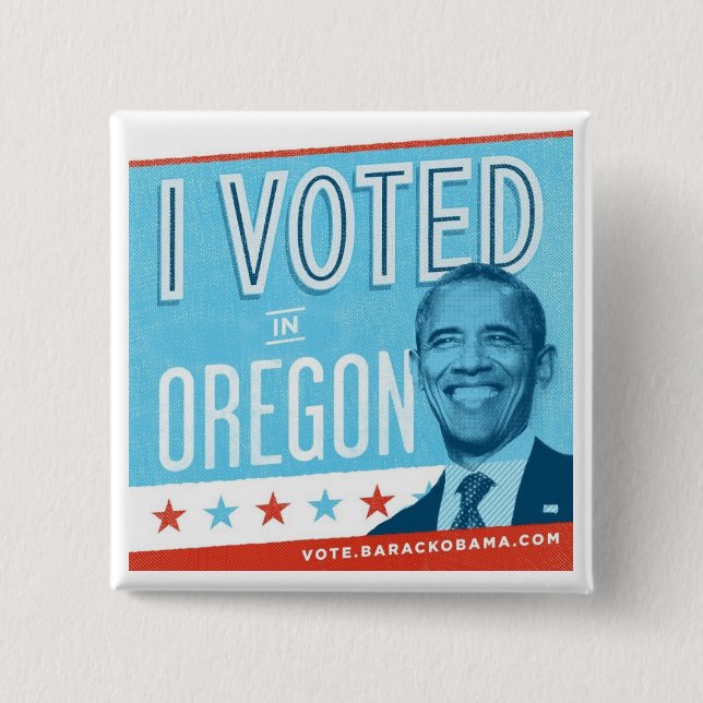 I Voted in Oregon for Obama 15 Cm Square Badge (Front)