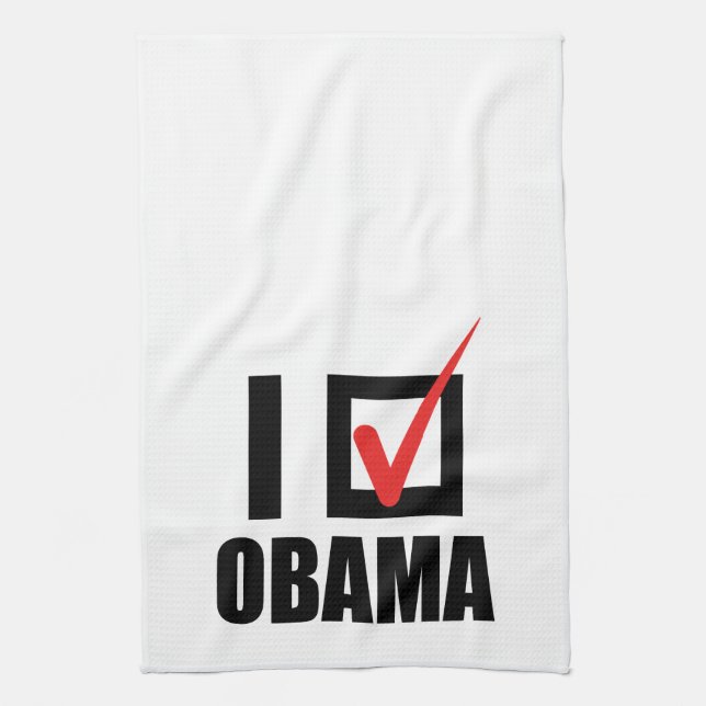 I VOTED OBAMA BW -.png Tea Towel (Vertical)
