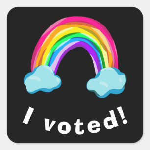 "I Voted!" Rainbow Square Sticker