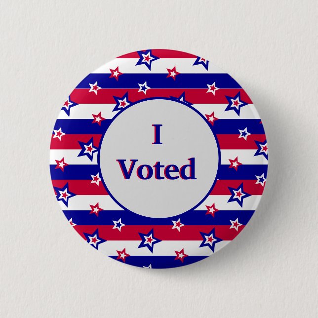 I Voted Red White and Blue Stars and Stripes 6 Cm Round Badge (Front)