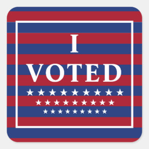 I Voted Red White Blue Stripes Square Sticker
