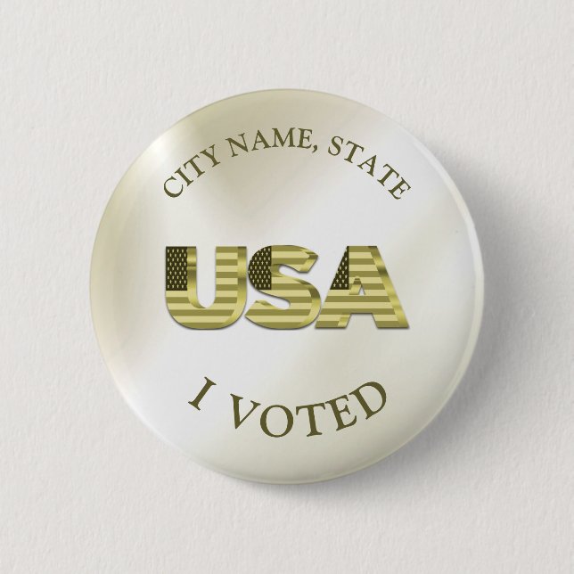 I Voted USA Golden Elegant Election 6 Cm Round Badge (Front)