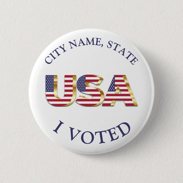 I Voted USA Golden Red Blue Election 6 Cm Round Badge (Front)