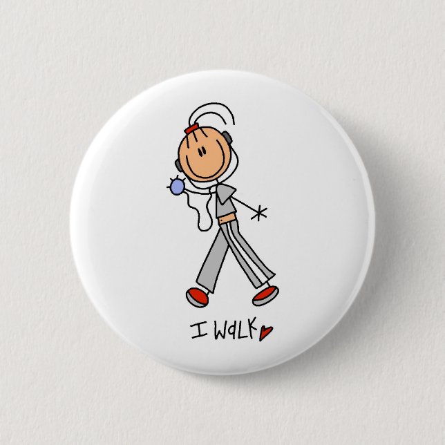 I Walk 6 Cm Round Badge (Front)