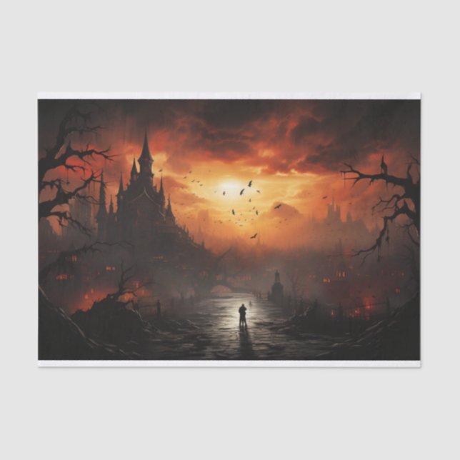 I walk alone Halloween Goth Deocupage Tissue Paper (Front)