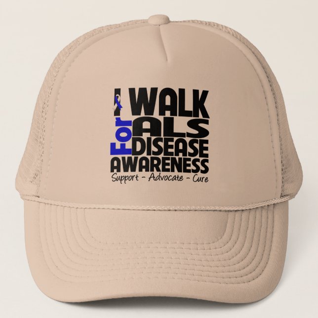 I Walk For ALS Disease Awareness Trucker Hat (Front)