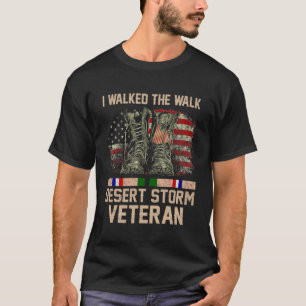 I Walked The Walk Desert Storm Veteran US Flag Gul T-Shirt
