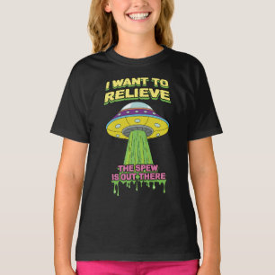 I Wand To Relieve - Funny UFO - Puke Humour T-Shirt