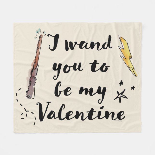 I Wand You To Be My Valentine Fleece Blanket (Front (Horizontal))