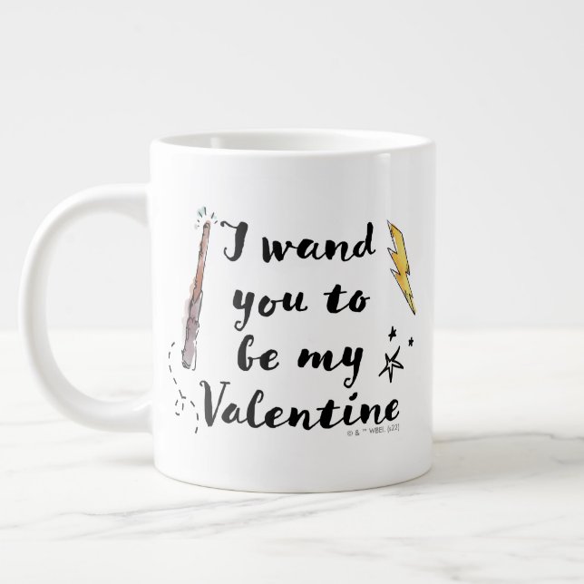 I Wand You To Be My Valentine Large Coffee Mug (Left)