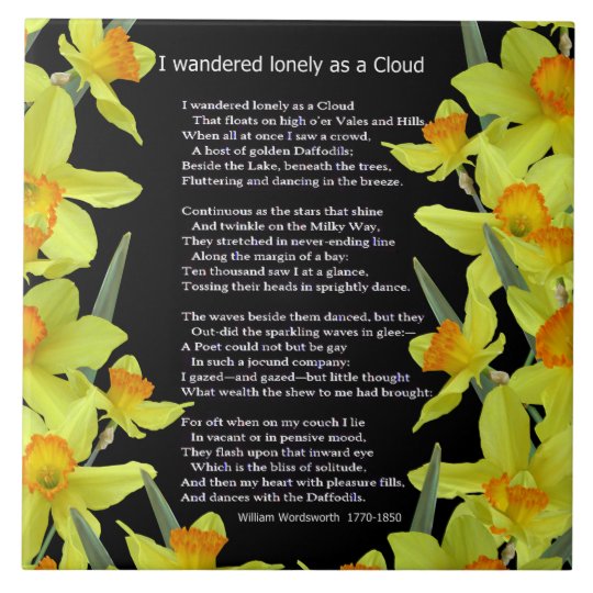 I WANDERED LONELY AS A CLOUD TILE | Zazzle.co.uk