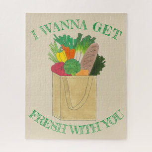 I Wanna Get Fresh With You Grocery Shopping Foodie Jigsaw Puzzle